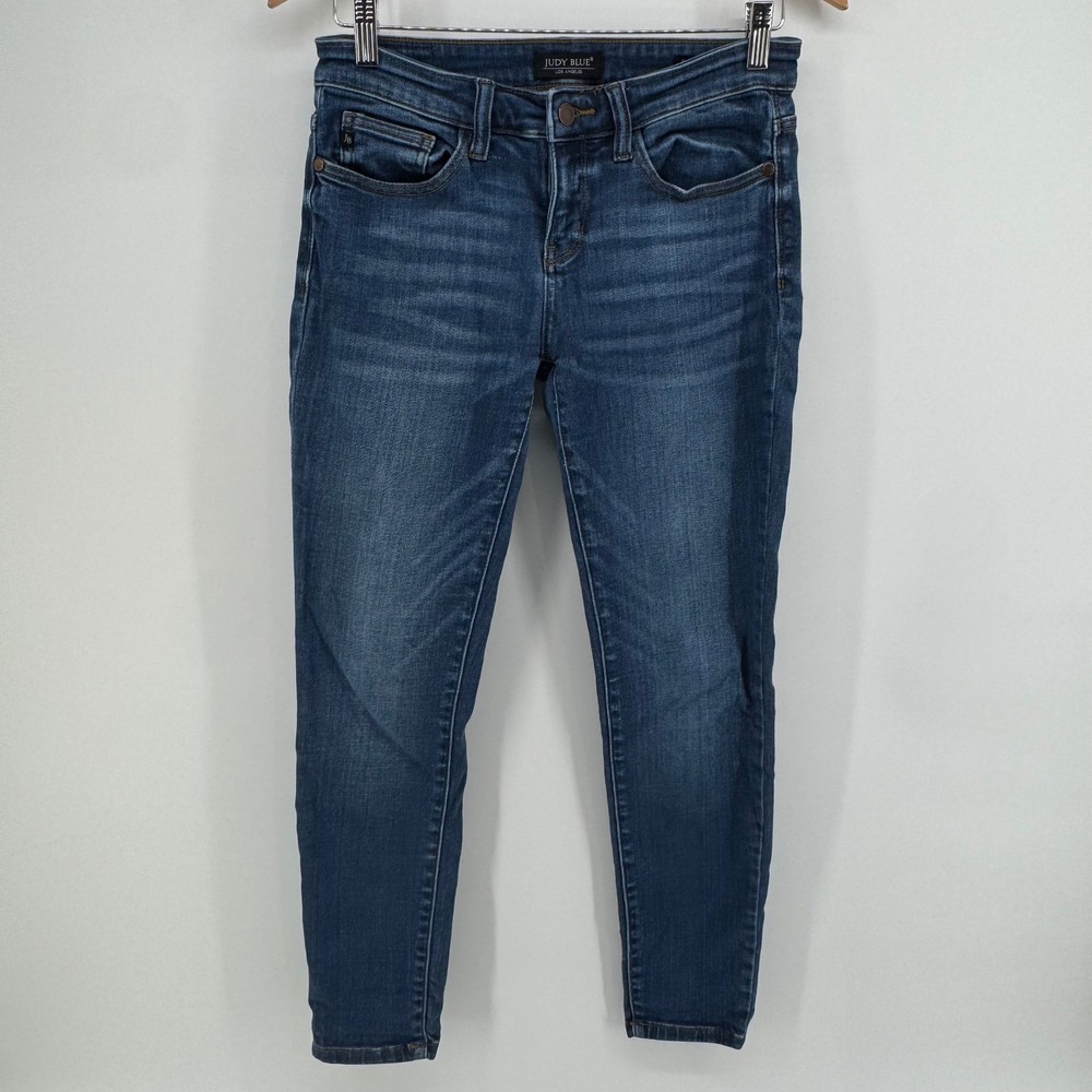 Judy Blue Skinny Jeans Women 7/28 Mid Rise Stretch Blue Denim Dark Wash Casual